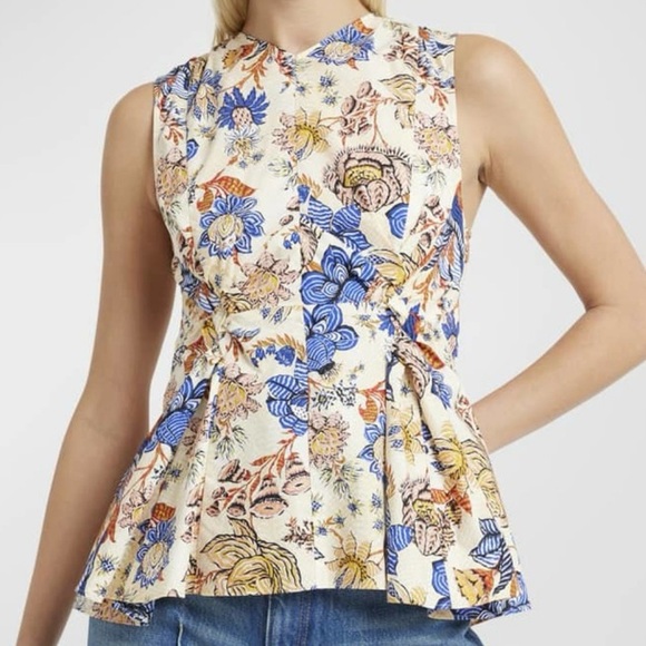 Ulla Johnson Sydney Sleeveless Floral Print Cotton Top In Magnolia